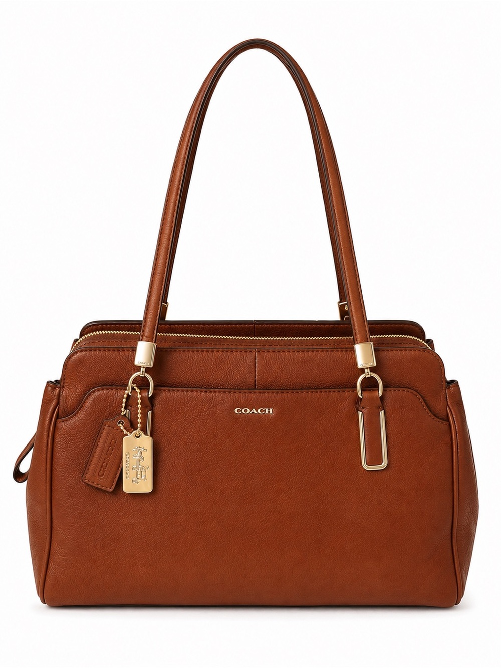 Coach Brown Madison Kimberly Carryall Cognac Pebbled Leather Shoulder bag Tote - Picture 15 of 15